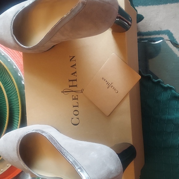 Cole Haan Gray Heels with Silver Block Heel - Picture 7 of 9